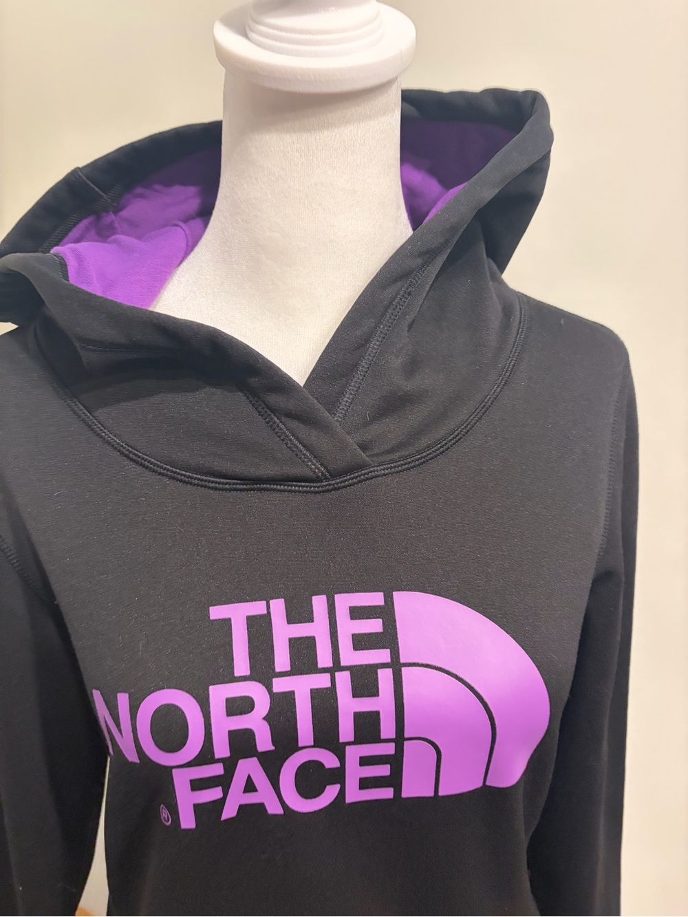 The North Face Black Hoodie with Purple Logo and Lined Hood - Picture 3 of 8
